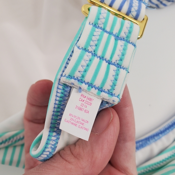 Victoria Secret Blue & White Striped Halter Bikini Set Sz. S - Picture 9 of 15